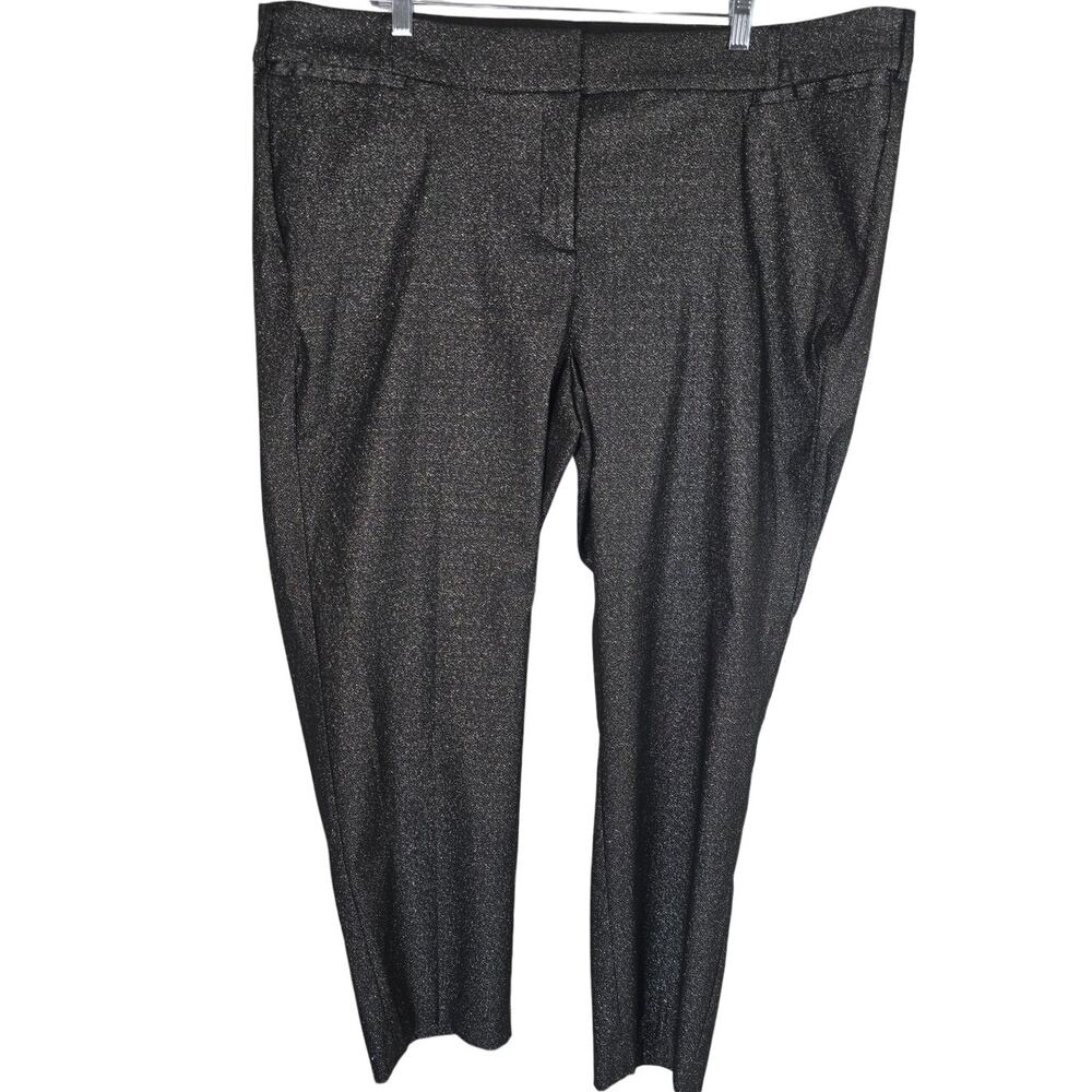 Lane Bryant The Allie Skinny Ankle Black Silver Shimmer Dress Pants 24 NWT